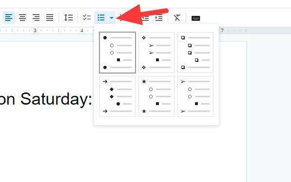 how to make a bulleted list in google docs