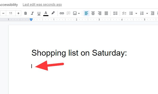 new line How to Insert Bullet Points List in Google Docs
