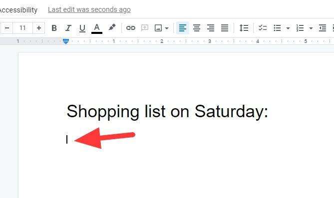 new line How to Insert Bullet Points List in Google Docs