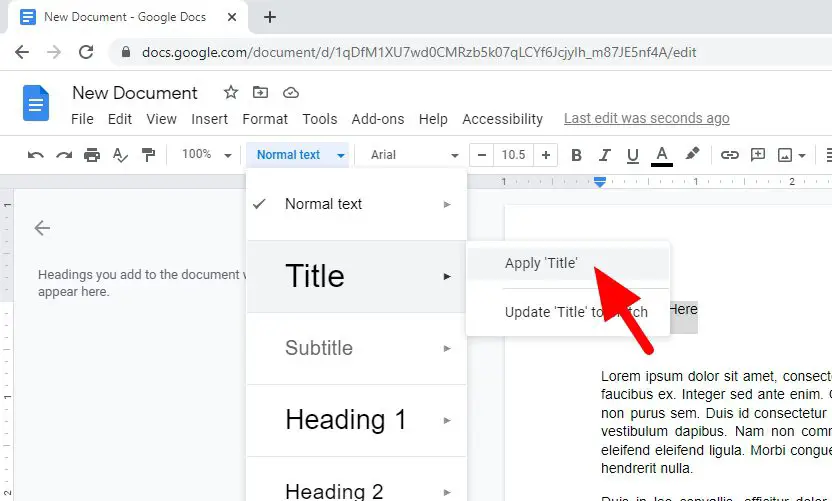 apply title How to Insert a Page Title in Google Docs Document