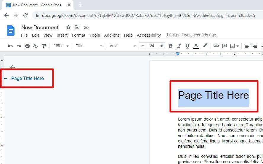 new page title How to Insert a Page Title in Google Docs Document