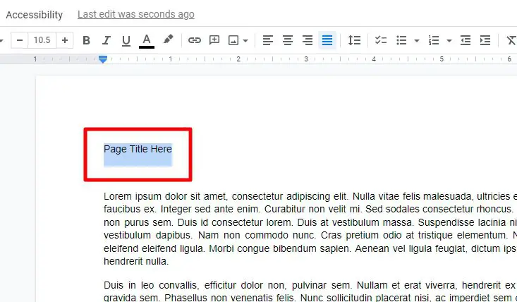 select page title How to Insert a Page Title in Google Docs Document