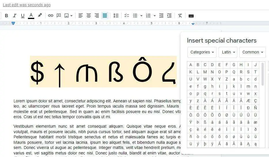 How to Insert Any Symbols on Google Docs