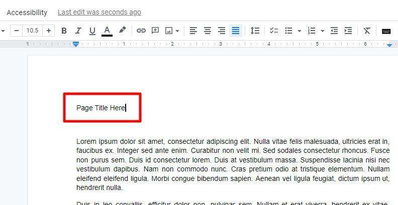 type normal page title How to Insert a Page Title in Google Docs Document