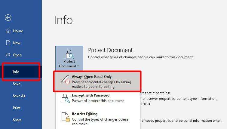 always open read only How to Restrict Other Users from Editing a Word Document