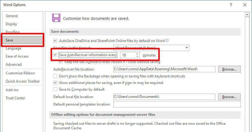 autorecover microsoft word How to Enable Autosave in Word So You Can Write in Peace