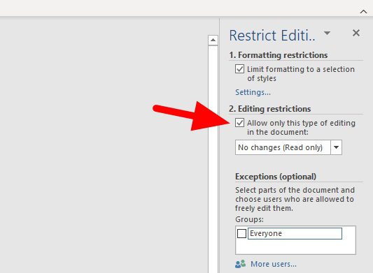 editing restrictions How to Restrict Other Users from Editing a Word Document
