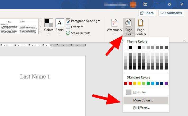 more colors How to Change Background Color in Ms. Word 2016