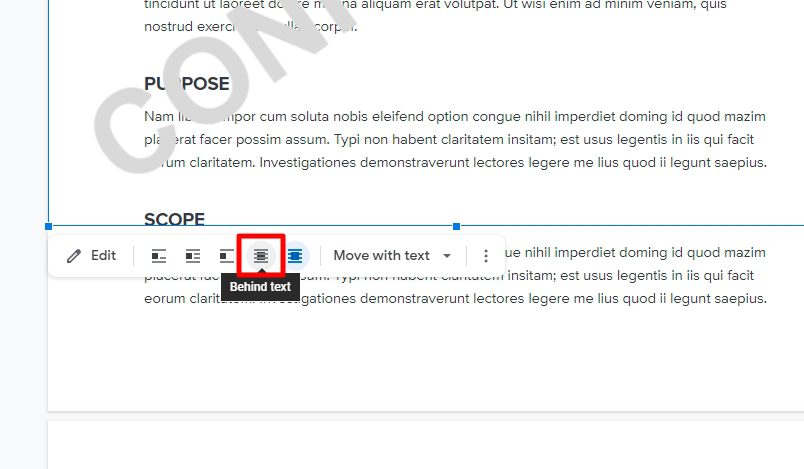 behind text 1 How to Add a Watermark in Google Docs
