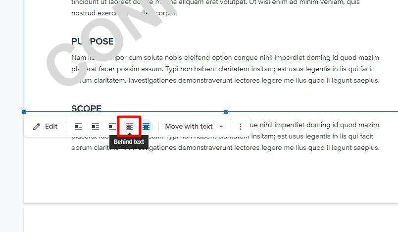 behind text 1 How to Add a Watermark in Google Docs