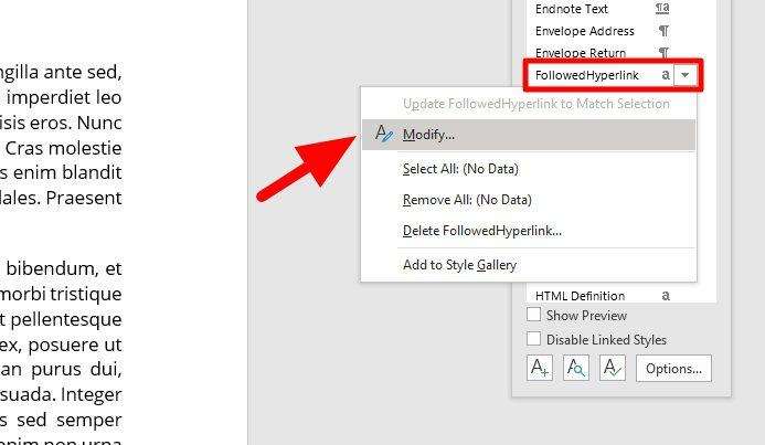 followed hyperlink How to Change Hyperlink & Visited Link Color in Word