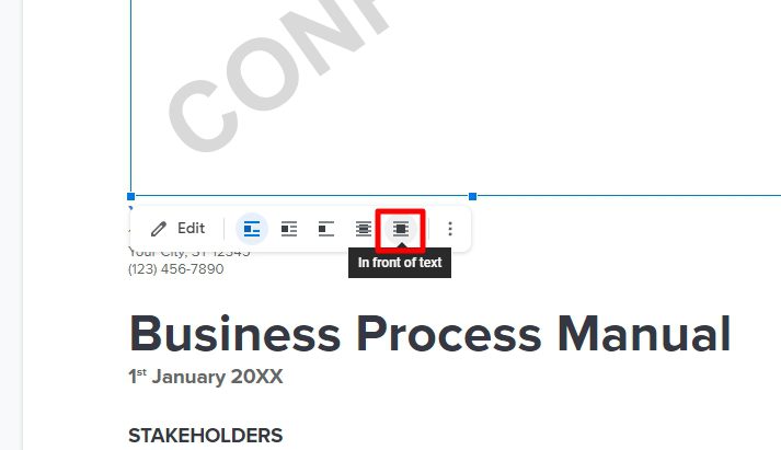 in front of text 2 How to Add a Watermark in Google Docs