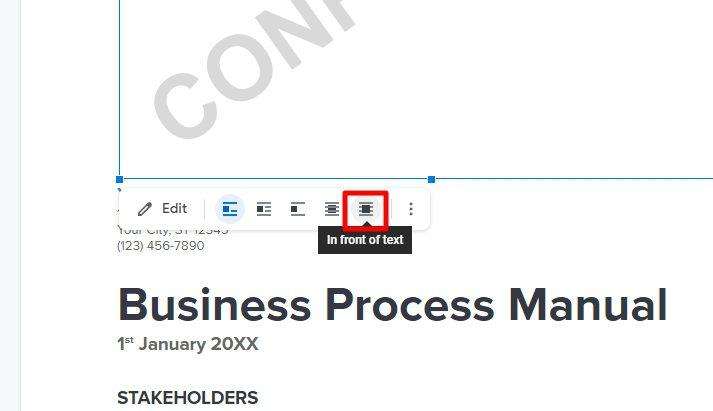 in front of text 2 How to Add a Watermark in Google Docs