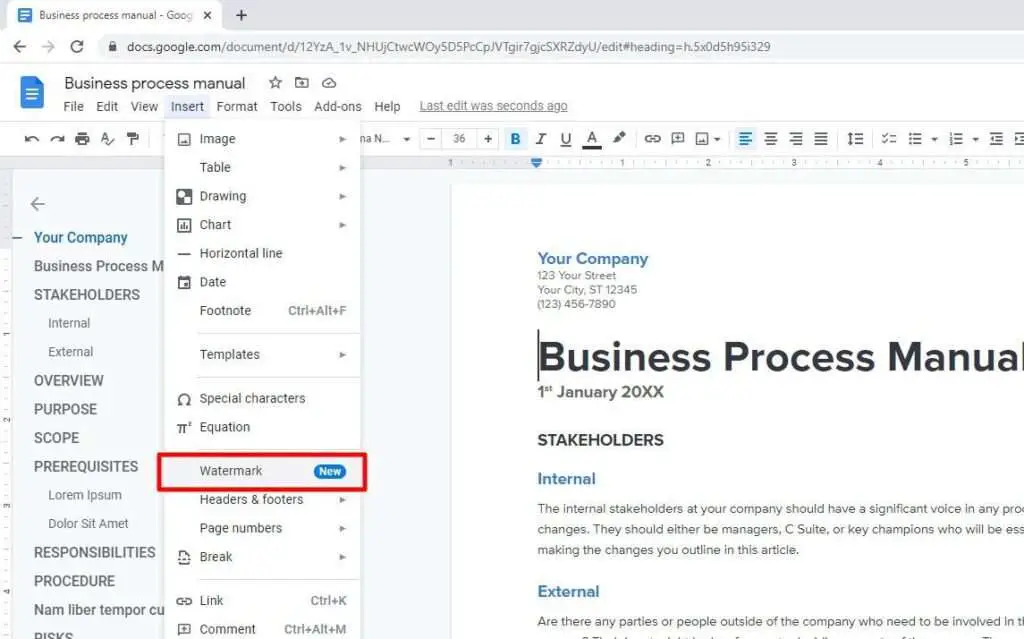 insert watermark google docs How to Add a Watermark in Google Docs