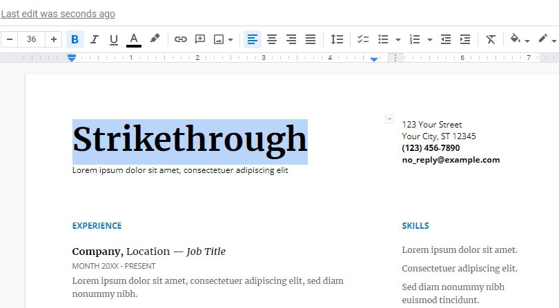 select text 4 How to Add Strikethrough to Text on Google Docs