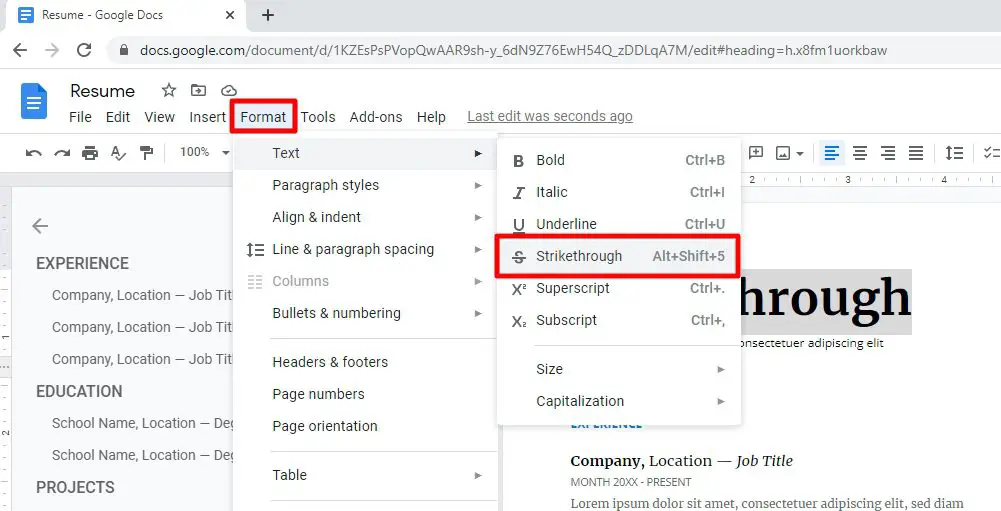 strikethrough How to Add Strikethrough to Text on Google Docs