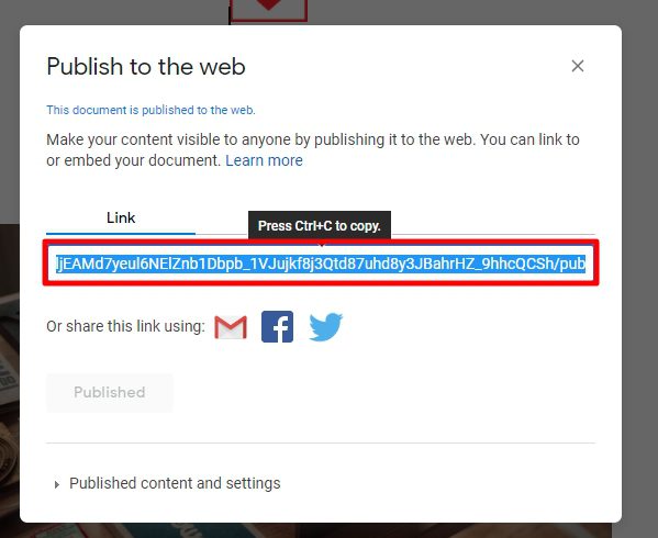 copy the link How to Share a Google Docs Document to Public