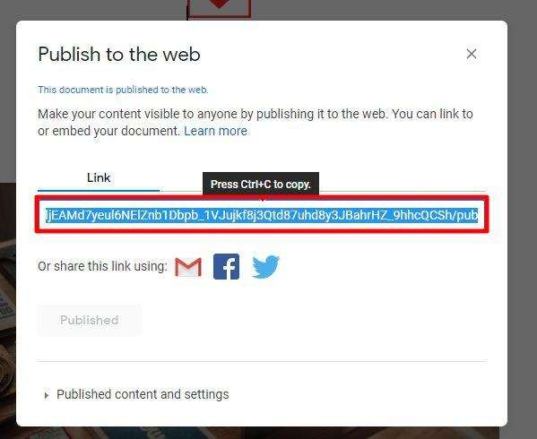 copy the link How to Share a Google Docs Document to Public