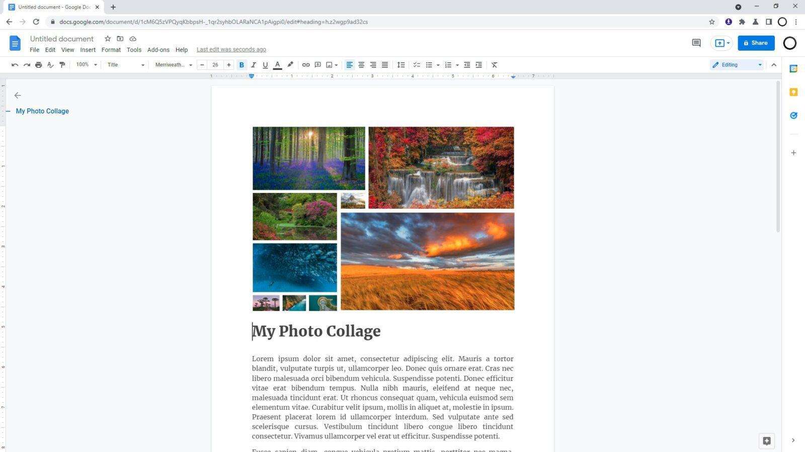 How to Create a Simple Photo Collage in Google Docs - Vegadocs