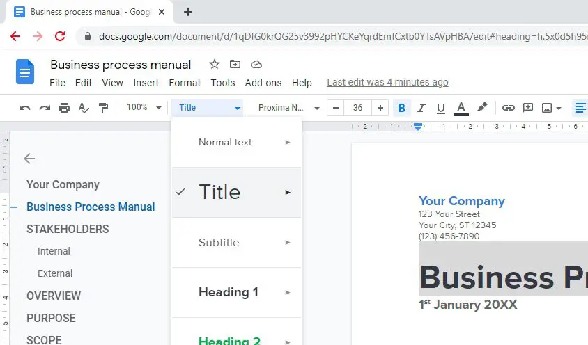 title and headings How to Make a Table of Contents in Google Docs