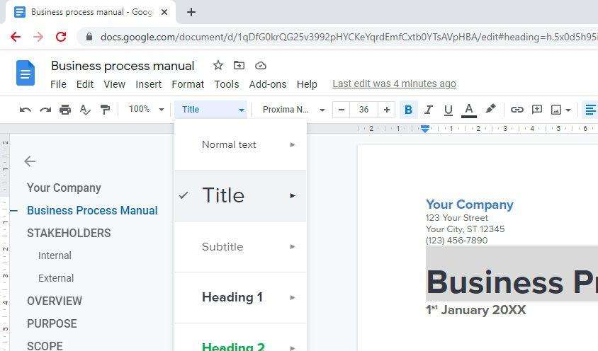 title and headings How to Make a Table of Contents in Google Docs