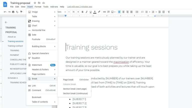 how to add another blank page in docs