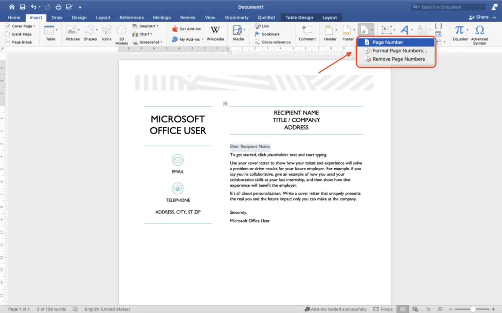 How to Add Page Numbers in Word Document