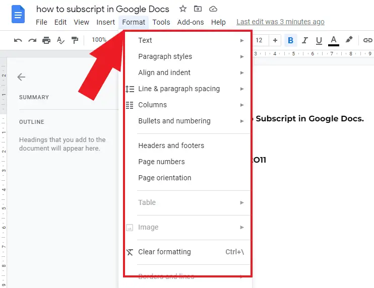 PIC 3 How To Subscript In Google Docs