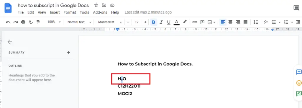 PIC 5 How To Subscript In Google Docs