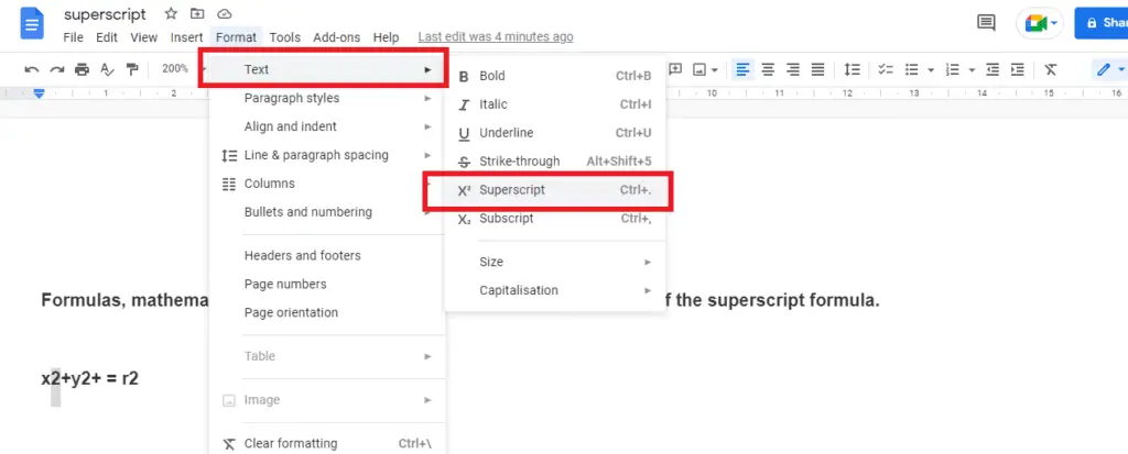 PIC 5 2 How to Make Superscript in Google Docs