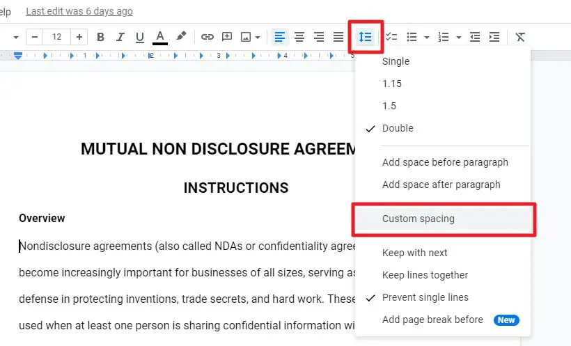 custom spacing How to Double Space Lines & Paragraphs In Google Docs