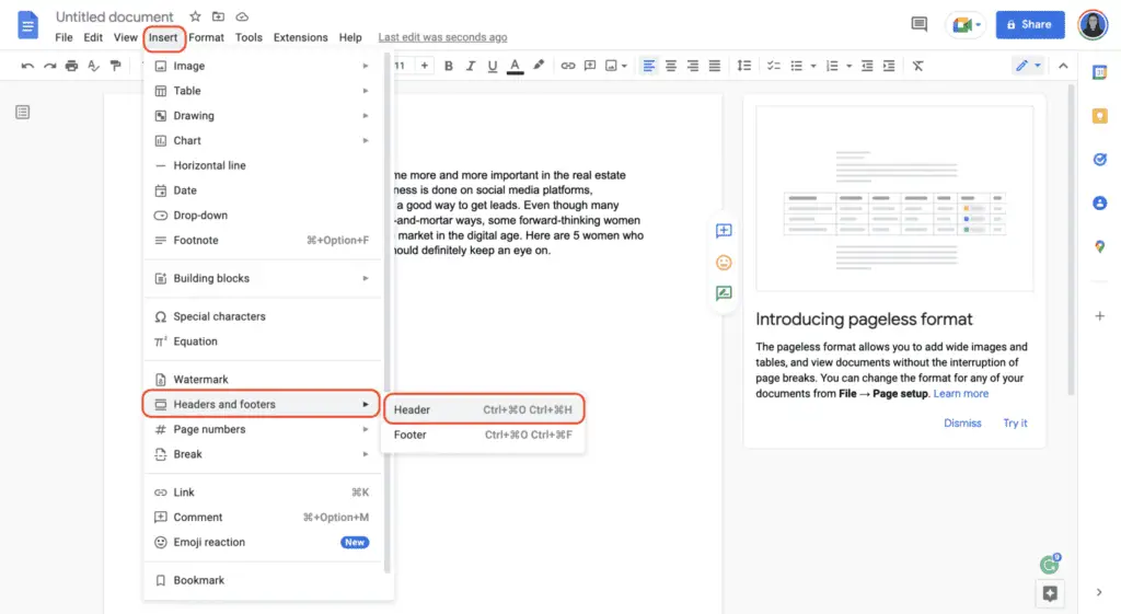 How To Add a Header In Google Docs