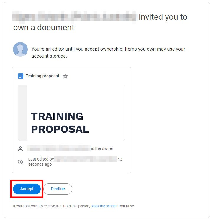 accept How to Change Document Ownership on Google Docs