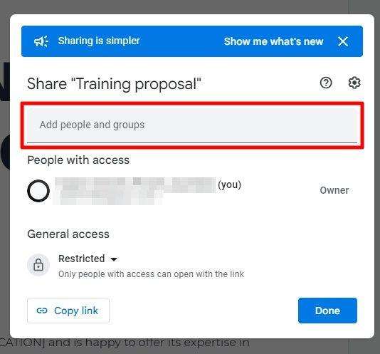 enter email How to Change Document Ownership on Google Docs