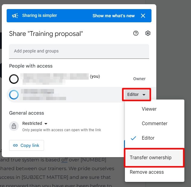 transfer ownership How to Change Document Ownership on Google Docs