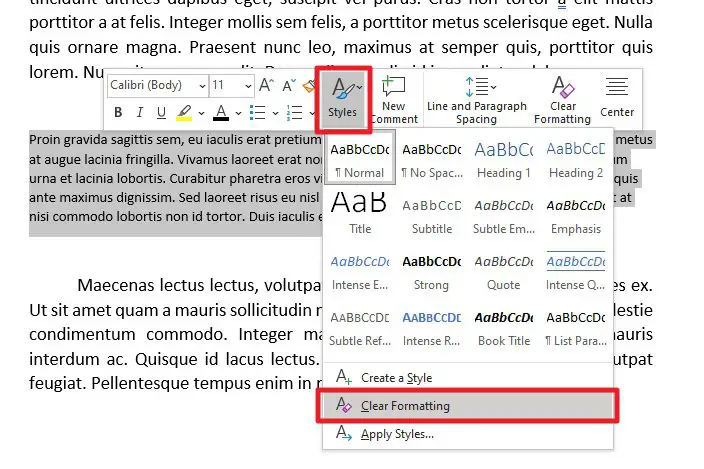 alternative clear formatting How to Clear Text Formatting in Word Document
