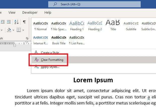 clear formatting How to Clear Text Formatting in Word Document