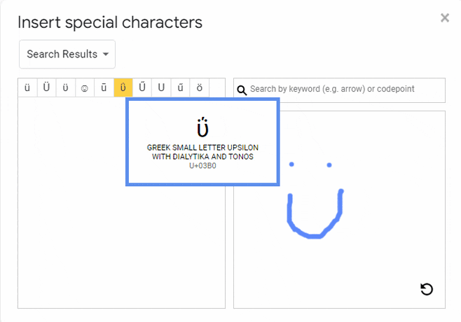google docs special character