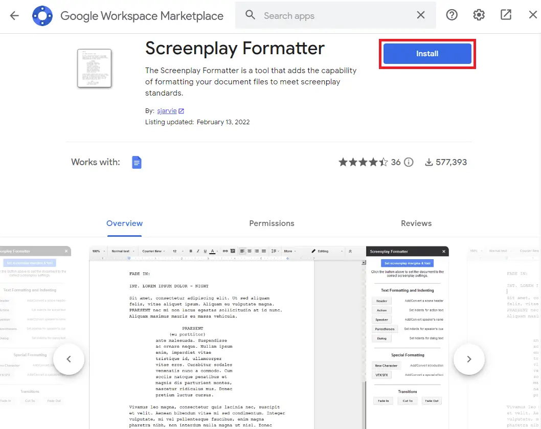 Screenplay Formatting Google Docs