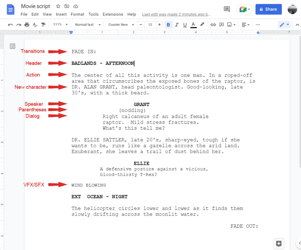 How to Do Movie Screenplay Formatting in Google Docs - Vegadocs