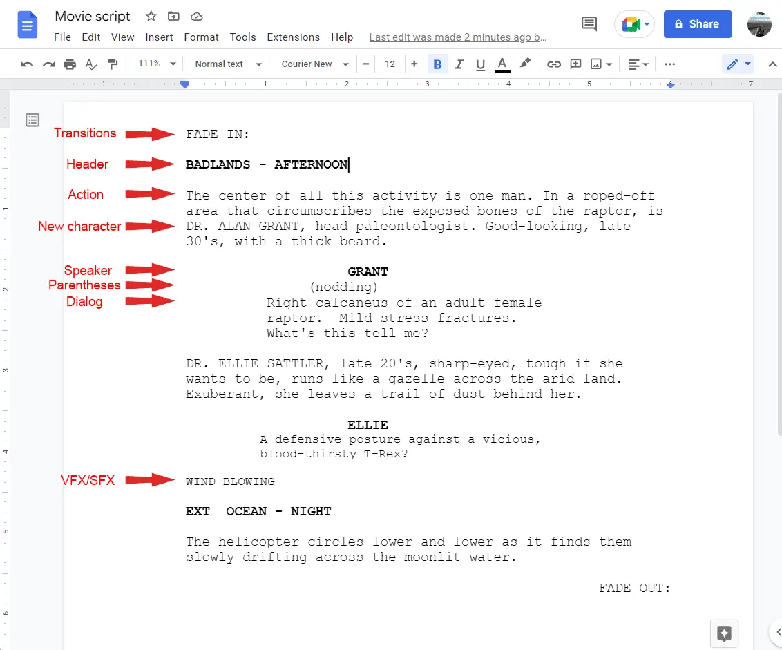 a5 How to Do Movie Screenplay Formatting in Google Docs