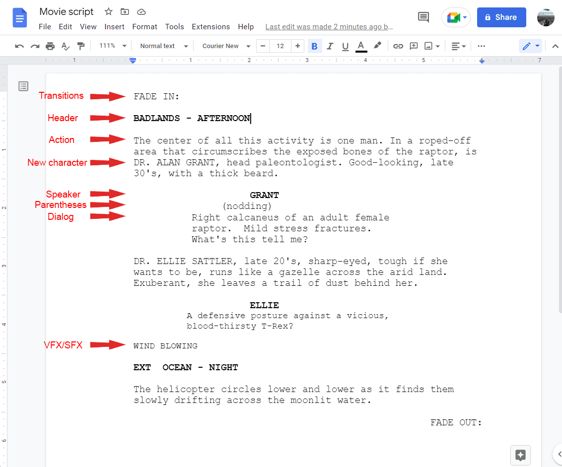 a5 How to Do Movie Screenplay Formatting in Google Docs