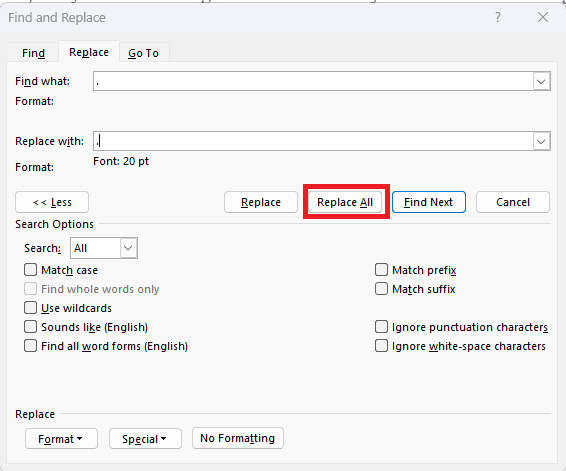 n6 How to Change Period Size in Microsoft Word