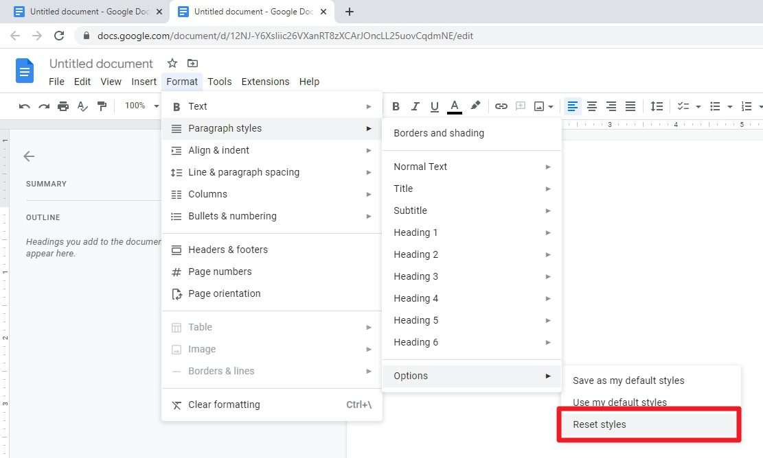reset styles How to Change Default Paragraph Font in Google Docs‍