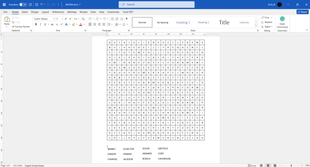 tcov How to Make Word Search Puzzle in Microsoft Word