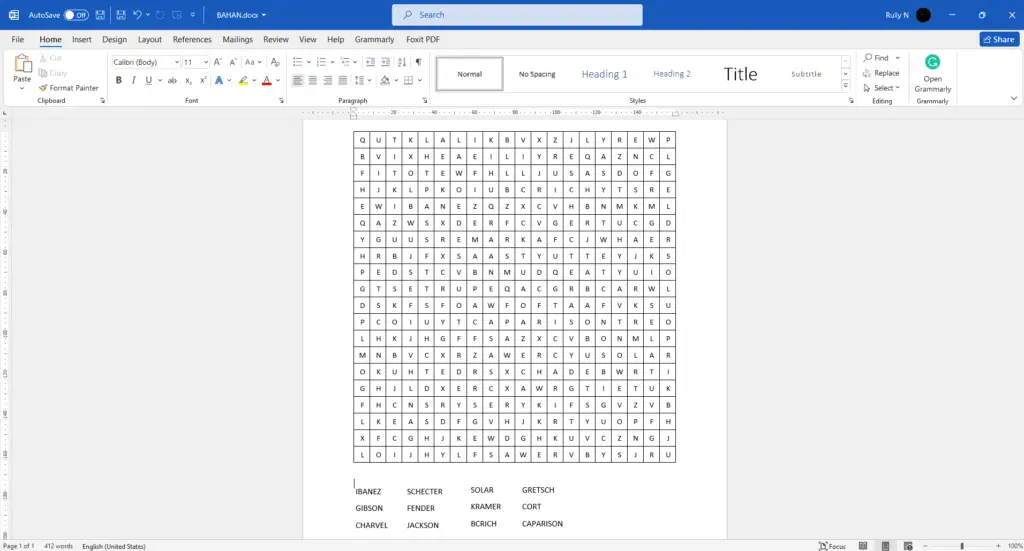 How to Make Word Search Puzzle in Microsoft Word