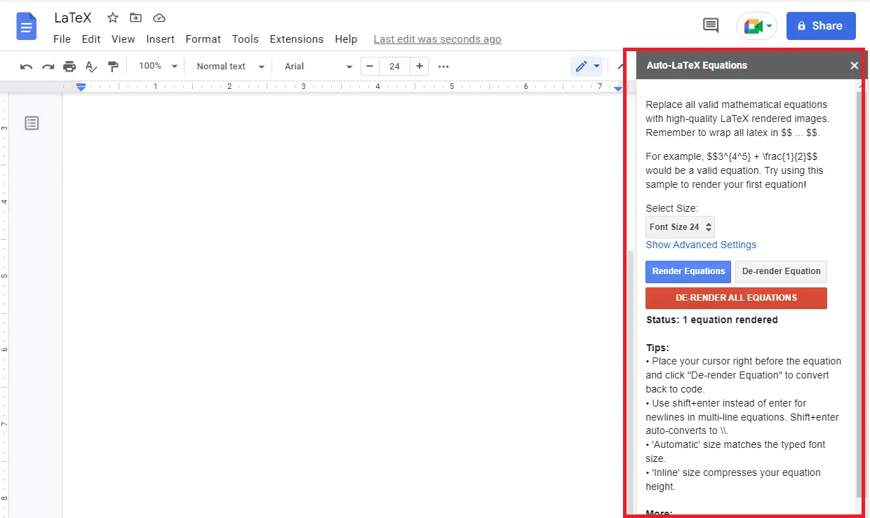 v3 How to Incorporate LaTeX into Google Docs