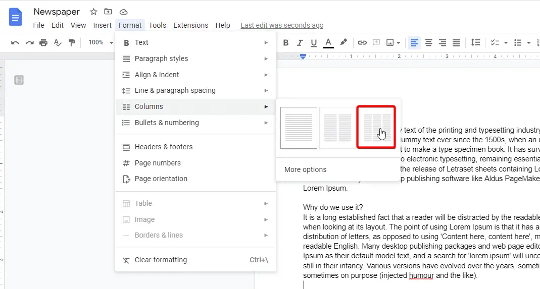 b1 How to Create Newspaper Format Using Google Docs