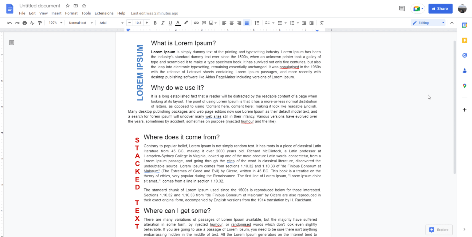 How to Create Vertical Text in Google Docs - Vegadocs