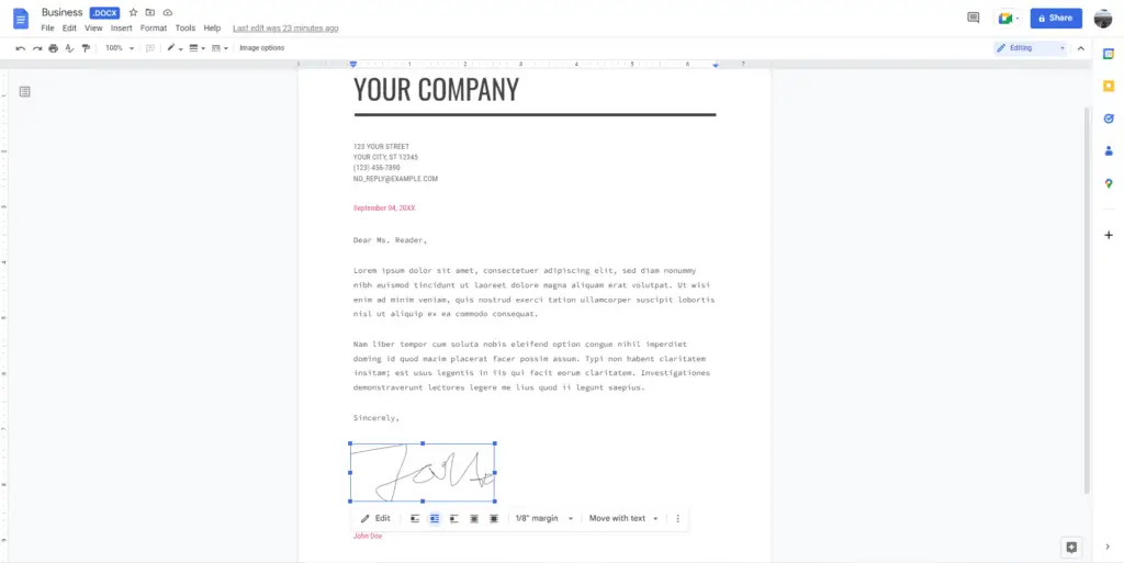 How to Insert Electronic Signature in Google Docs